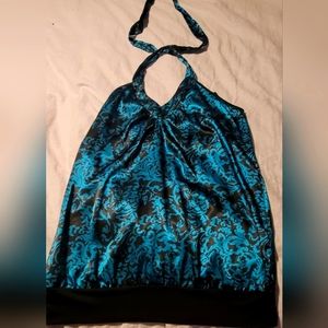 Vanity teal and black dress